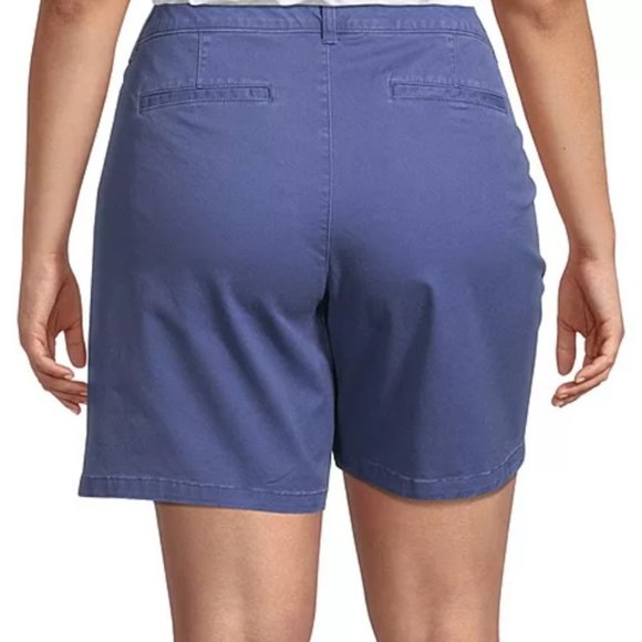 a.n.a. Women's Plus-Size 28 BLUE w/GEOMETRIC  7" Mid Rise Flat-front Chino Short - Picture 12 of 12